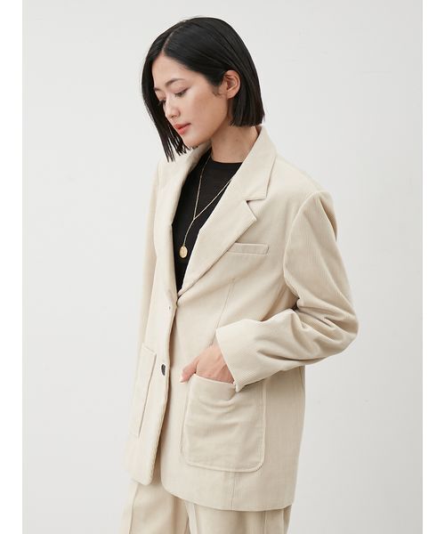 セットアップ対応】コーデュロイパッチポケットシングルジャケット