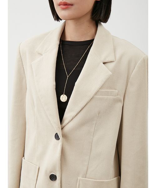 セットアップ対応】コーデュロイパッチポケットシングルジャケット