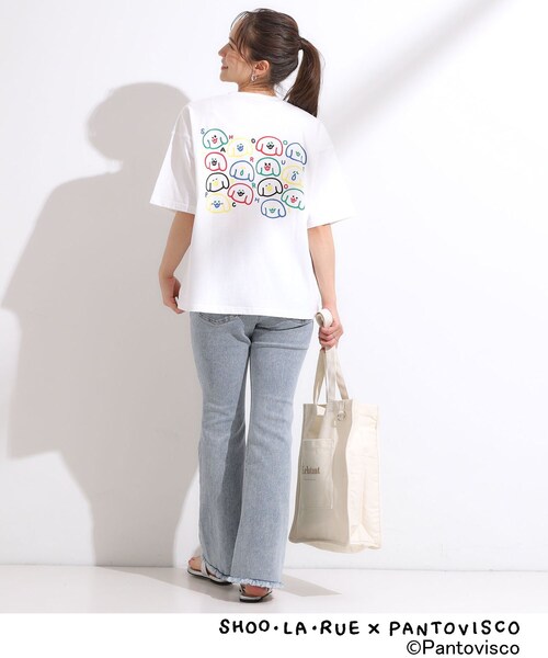 SHOO・LA・RUE（シューラルー）の「【パントビスコ／ぺろち】プリントTシャツ（Tシャツ/カットソー・レディース・チャコール/サックスブルー系3/ホワイト系1/ホワイト系2・01/02/03/04）」の7枚目の写真
