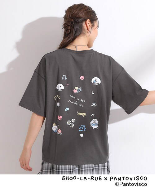 SHOO・LA・RUE（シューラルー）の「【パントビスコ／ぺろち】プリントTシャツ（Tシャツ/カットソー・レディース・チャコール/サックスブルー系3/ホワイト系1/ホワイト系2・01/02/03/04）」の13枚目の写真