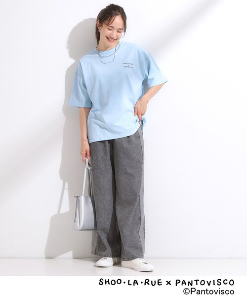 SHOO・LA・RUE（シューラルー）の「【パントビスコ／ぺろち】プリントTシャツ（Tシャツ/カットソー・レディース・チャコール/サックスブルー系3/ホワイト系1/ホワイト系2・01/02/03/04）」の19枚目の写真