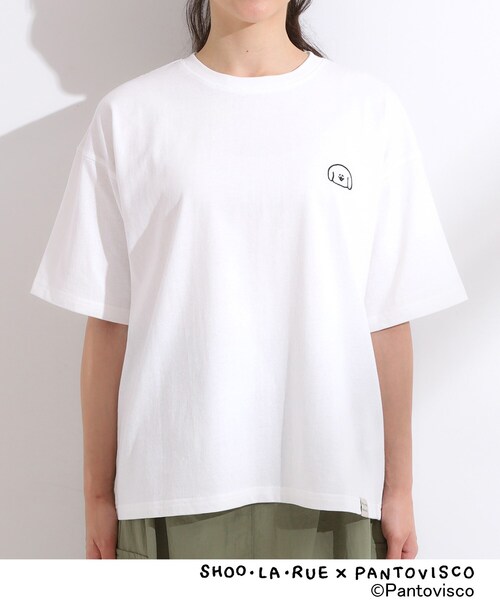 SHOO・LA・RUE（シューラルー）の「【パントビスコ／ぺろち】プリントTシャツ（Tシャツ/カットソー・レディース・チャコール/サックスブルー系3/ホワイト系1/ホワイト系2・01/02/03/04）」の21枚目の写真