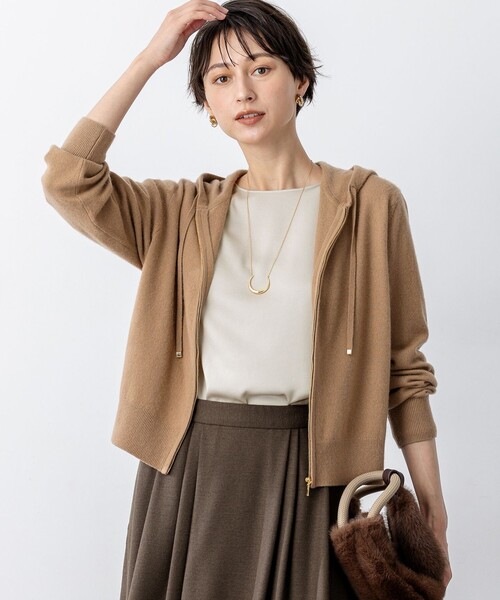 セール】ピュアカシミヤ ジップアップ ニット パーカー（パーカー