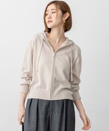 ピュアカシミヤ ジップアップ ニット パーカー