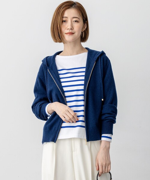 セール】ピュアカシミヤ ジップアップ ニット パーカー（パーカー