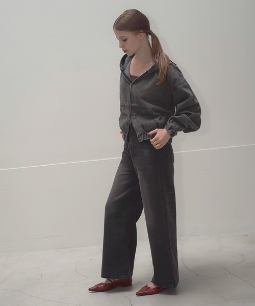 Mirette（ミレット）の「ヴィンテージライクデニムフーディー / Vintage Washed Denim Hoodie（パーカー・レディース・ブルー/ブラック・FREE）」の11枚目の写真