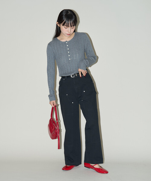 PUBLUX(パブリュクス)の「PUBLUX/パブリュクス ダブルニー ペインターパンツ 限定展開(その他パンツ・レディース・ブラック/ブラウン・MEDIUM/SMALL)」の11枚目の写真