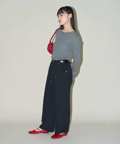 PUBLUX(パブリュクス)の「PUBLUX/パブリュクス ダブルニー ペインターパンツ 限定展開(その他パンツ・レディース・ブラック/ブラウン・MEDIUM/SMALL)」の10枚目の写真