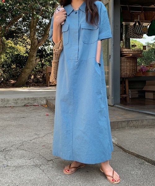ReRe(リリ)の「シャツワンピース(シャツワンピース・レディース・ブルー系その他/ブラック/パープル/パープル系その他/ベージュ系その他/ブラック系その他/ブルー/ベージュ・FREE)」の7枚目の写真