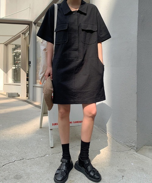ReRe(リリ)の「シャツワンピース(シャツワンピース・レディース・ブルー系その他/ブラック/パープル/パープル系その他/ベージュ系その他/ブラック系その他/ブルー/ベージュ・FREE)」の2枚目の写真