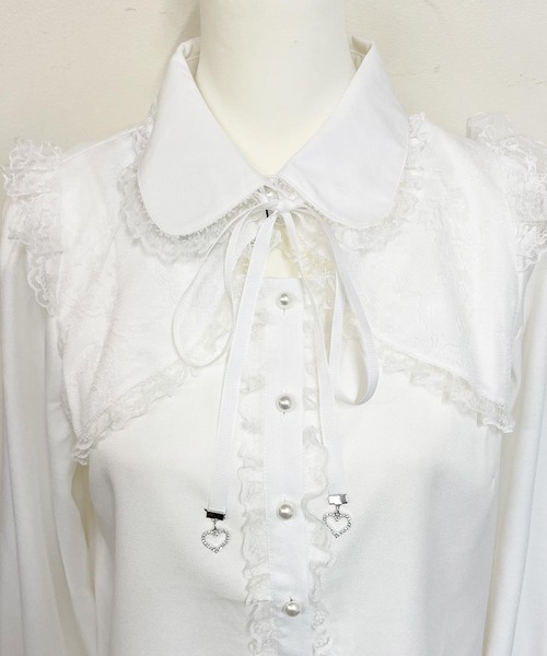 MA*RS（アメーバーマーズ）の「レース付きボレロ風ブラウス（Tシャツ/カットソー・レディース・ブラック/ホワイト・FREE）」の4枚目の写真