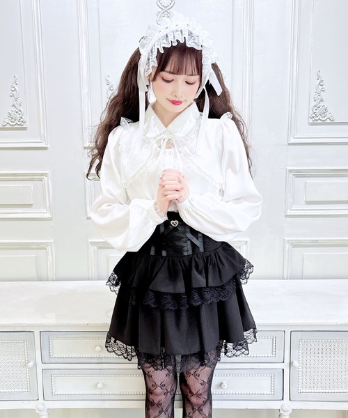 MA*RS（アメーバーマーズ）の「レース付きボレロ風ブラウス（Tシャツ/カットソー・レディース・ブラック/ホワイト・FREE）」の12枚目の写真