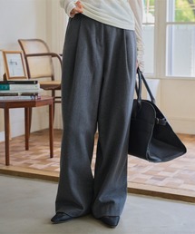 フェイクウールタックワイドパンツ