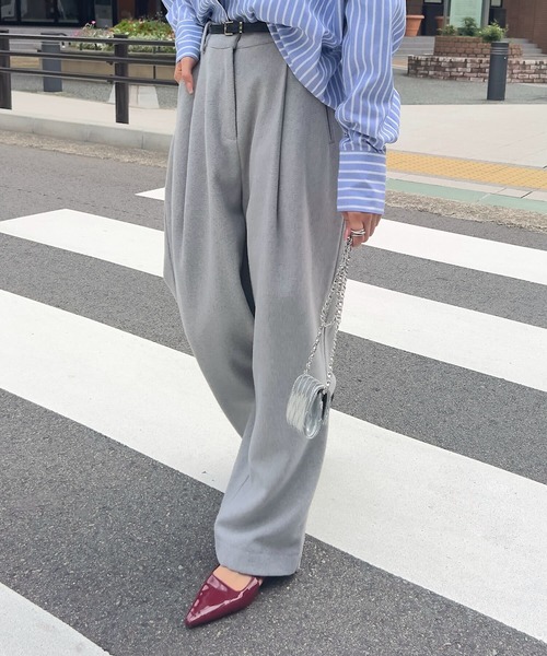 KOBE LETTUCE(コウベレタス)の「フェイクウールタックワイドパンツ(その他パンツ・レディース・グレー/ブラウン/チャコール/チェリーレッド・PM/M)」の12枚目の写真