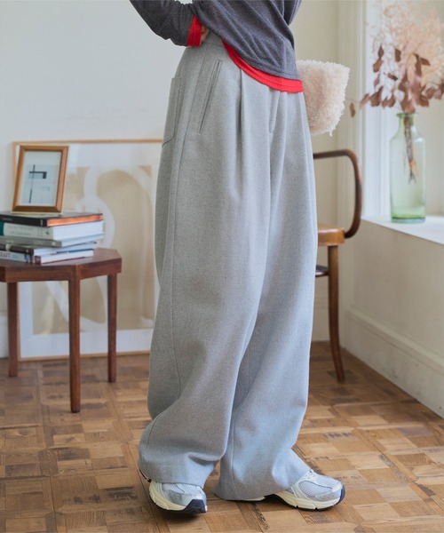 KOBE LETTUCE(コウベレタス)の「フェイクウールタックワイドパンツ(その他パンツ・レディース・グレー/ブラウン/チャコール/チェリーレッド・PM/M)」の21枚目の写真