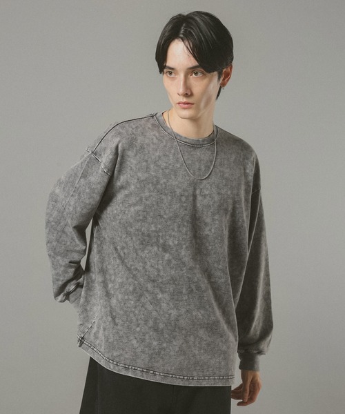RAGEBLUE（レイジブルー）の「ヴィンテージライク/ケミカル加工ロンT（Tシャツ/カットソー・メンズ・ホワイト/ブラウン/グレー/ダークグレー・MEDIUM/LARGE）」の3枚目の写真