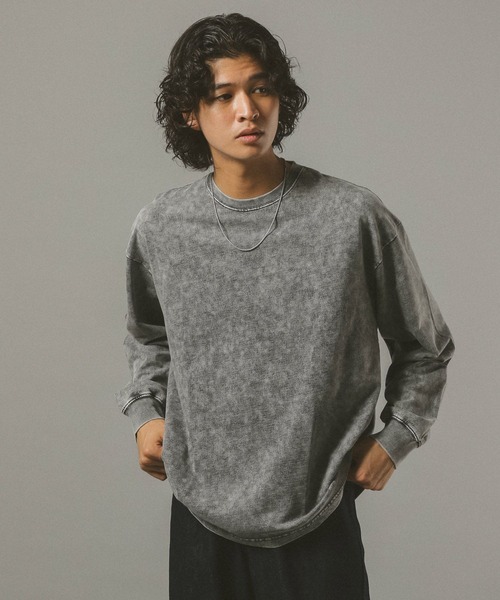 RAGEBLUE（レイジブルー）の「ヴィンテージライク/ケミカル加工ロンT（Tシャツ/カットソー・メンズ・ホワイト/ブラウン/グレー/ダークグレー・MEDIUM/LARGE）」の9枚目の写真