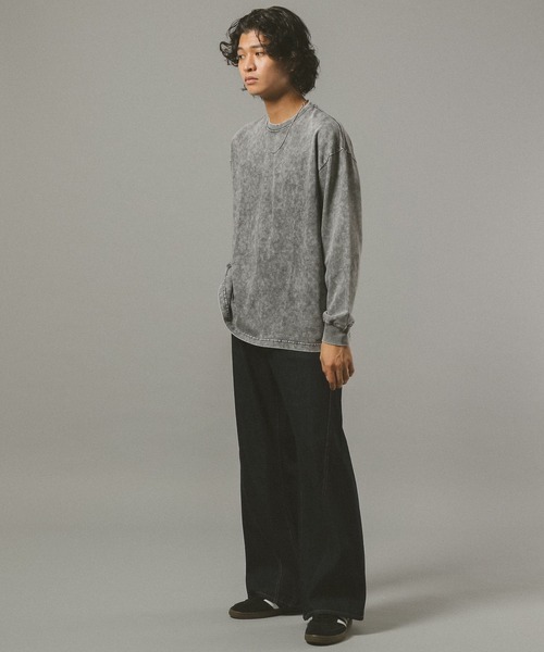 RAGEBLUE（レイジブルー）の「ヴィンテージライク/ケミカル加工ロンT（Tシャツ/カットソー・メンズ・ホワイト/ブラウン/グレー/ダークグレー・MEDIUM/LARGE）」の7枚目の写真