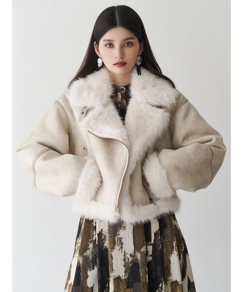 2025年 冬 MURUA アンイーブンショートフェイクムートンジャケット アンイーブンショートフェイクムートンジャケット（ムートン