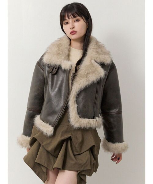 セール】アンイーブンショートフェイクムートンジャケット（ムートン