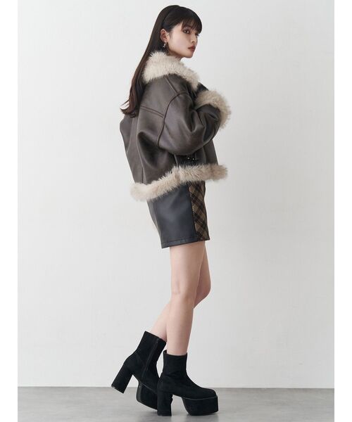 アンイーブンショートフェイクムートンジャケット（ムートンコート