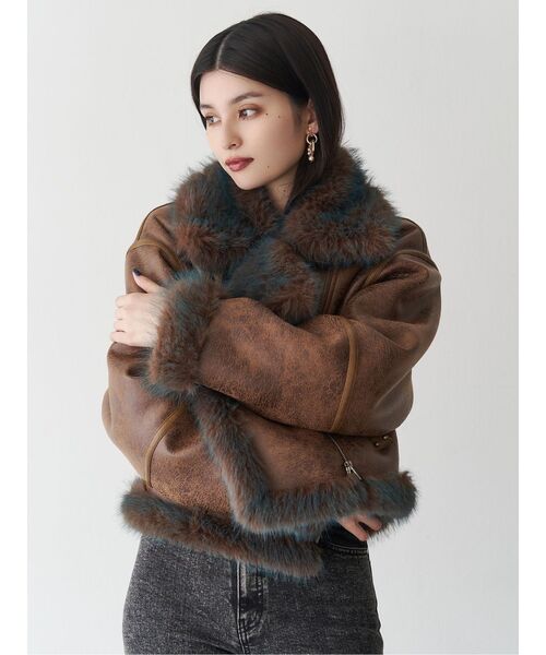 2025年 冬 MURUA アンイーブンショートフェイクムートンジャケット アンイーブンショートフェイクムートンジャケット（ムートン