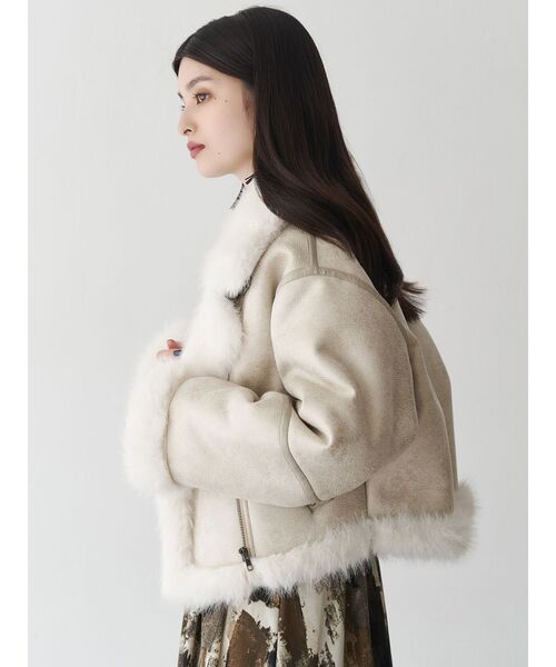セール】アンイーブンショートフェイクムートンジャケット