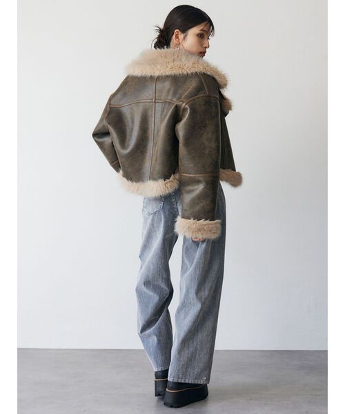 セール】アンイーブンショートフェイクムートンジャケット（ムートン