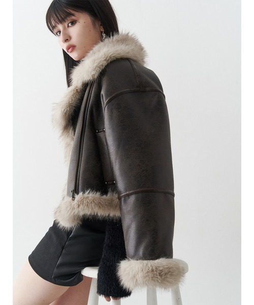 セール】アンイーブンショートフェイクムートンジャケット（ムートン