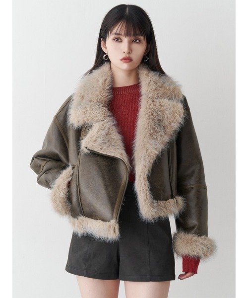 セール】アンイーブンショートフェイクムートンジャケット（ムートン