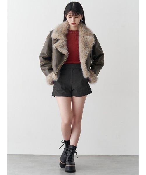 2025年 冬 MURUA アンイーブンショートフェイクムートンジャケット アンイーブンショートフェイクムートンジャケット（ムートン