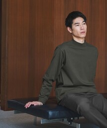 LONG FIBER COTTON クリア モックネック 長袖 Tシャツ
