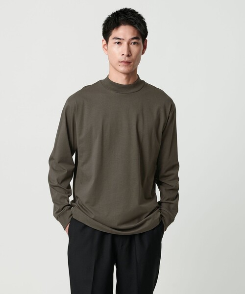 green label relaxing(グリーンレーベルリラクシング)の「LONG FIBER COTTON クリア モックネック 長袖 Tシャツ(Tシャツ/カットソー・メンズ・ホワイト/ダークグレー/ブラック・L/M/S/XL)」の13枚目の写真