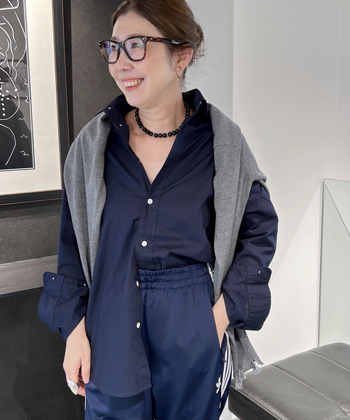 FRAMeWORK（フレームワーク）の「≪追加≫コットンレギュラーカラーシャツ（シャツ/ブラウス・レディース・ダークブルー/ホワイト/スカイブルー・FREE）」の3枚目の写真