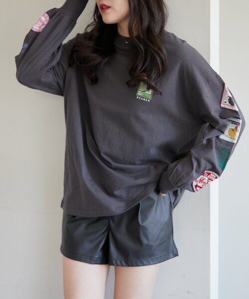Another Branch olive des olive(アナザーブランチオリーブデオリーブ)の「【リバイバル】袖ワッペンロンT(Tシャツ/カットソー・レディース・スミクロ/オートミール/ブラウン/オフホワイト・FREE)」の19枚目の写真