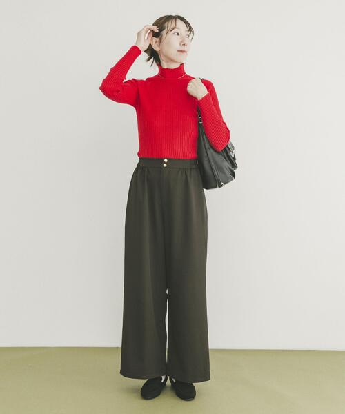 ITEMS URBANRESEARCH（アイテムズ アーバンリサーチ）の「『洗濯可』モチモチハイネックリブニット（ニット/セーター・レディース・ブラック/ホワイト系その他/ブルー/カーキ/アイボリー/レッド・FREE）」の17枚目の写真