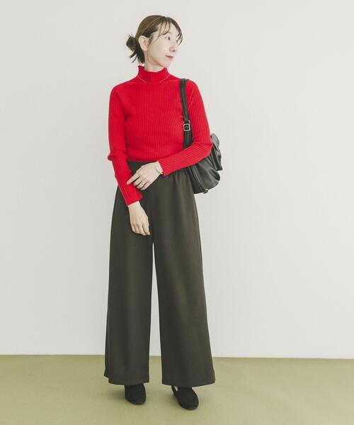 ITEMS URBANRESEARCH（アイテムズ アーバンリサーチ）の「『洗濯可』モチモチハイネックリブニット（ニット/セーター・レディース・ブラック/ホワイト系その他/ブルー/カーキ/アイボリー/レッド・FREE）」の18枚目の写真