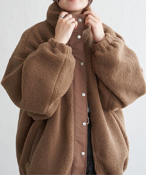 VENCEEXCHANGE（ヴァンスエクスチェンジ）の「ボアスタンドブルゾン（ブルゾン・レディース・ホワイト/ブラウン系/ブラック・FREE）」の3枚目の写真