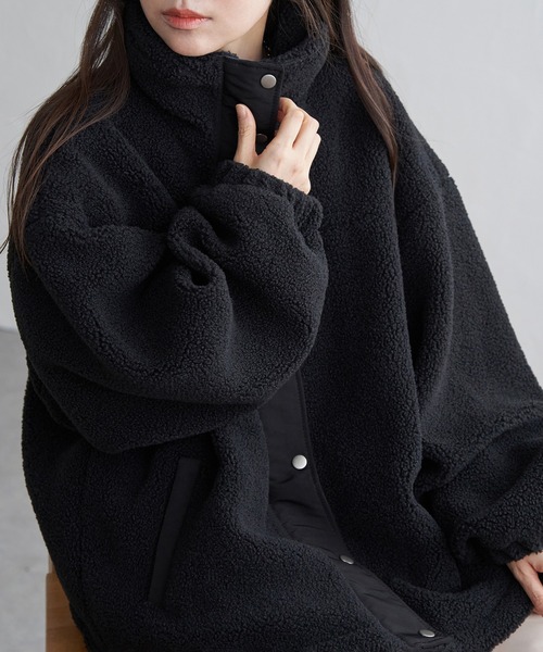 VENCEEXCHANGE（ヴァンスエクスチェンジ）の「ボアスタンドブルゾン（ブルゾン・レディース・ホワイト/ブラウン系/ブラック・FREE）」の2枚目の写真