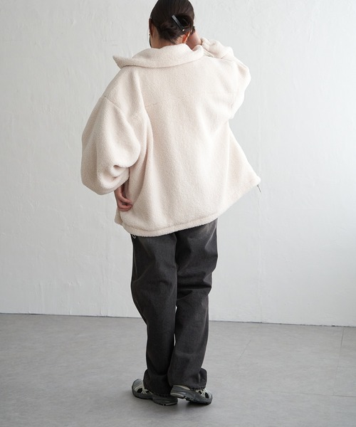 VENCEEXCHANGE（ヴァンスエクスチェンジ）の「ボアスタンドブルゾン（ブルゾン・レディース・ホワイト/ブラウン系/ブラック・FREE）」の13枚目の写真