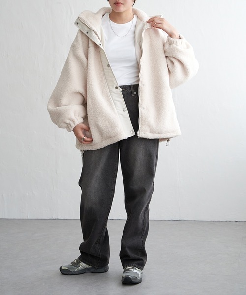 VENCEEXCHANGE（ヴァンスエクスチェンジ）の「ボアスタンドブルゾン（ブルゾン・レディース・ホワイト/ブラウン系/ブラック・FREE）」の11枚目の写真