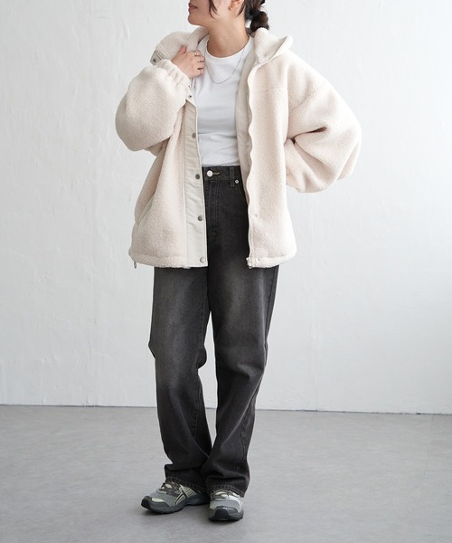 VENCEEXCHANGE（ヴァンスエクスチェンジ）の「ボアスタンドブルゾン（ブルゾン・レディース・ホワイト/ブラウン系/ブラック・FREE）」の10枚目の写真