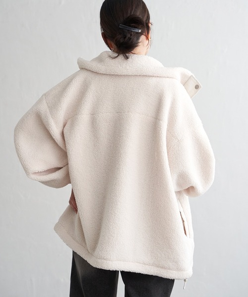 VENCEEXCHANGE（ヴァンスエクスチェンジ）の「ボアスタンドブルゾン（ブルゾン・レディース・ホワイト/ブラウン系/ブラック・FREE）」の8枚目の写真