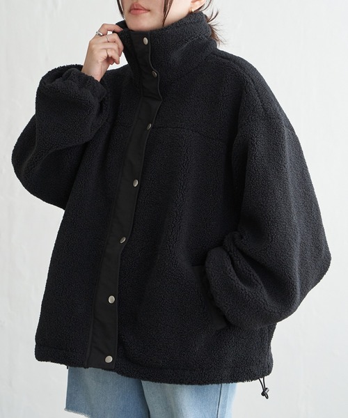 VENCEEXCHANGE（ヴァンスエクスチェンジ）の「ボアスタンドブルゾン（ブルゾン・レディース・ホワイト/ブラウン系/ブラック・FREE）」の14枚目の写真