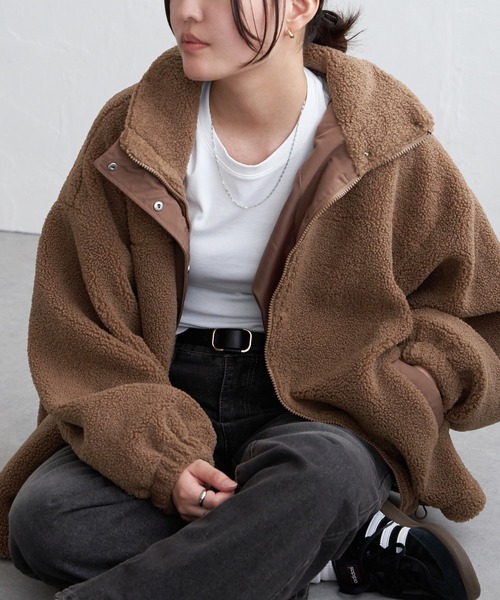 VENCEEXCHANGE（ヴァンスエクスチェンジ）の「ボアスタンドブルゾン（ブルゾン・レディース・ホワイト/ブラウン系/ブラック・FREE）」の22枚目の写真