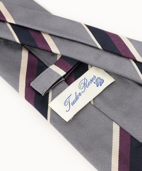 BEAMS F（ビームスエフ）の「TUDOR ROSES / シルク ストライプ ネクタイ（ネクタイ・メンズ・グレー/ネイビー・ONE SIZE）」の3枚目の写真