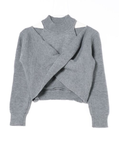 STAY MOTION（ステイモーション）の「【WEB限定】アシンメトリーアンサンブルニットトップス［韓国ファッション カジュアル］≪AW新作≫（ニット/セーター・レディース・グレー/ブラック/アイボリー・F）」の10枚目の写真