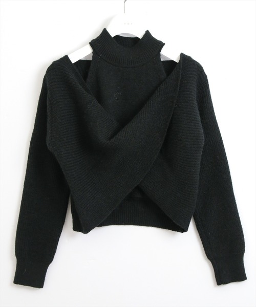 STAY MOTION（ステイモーション）の「【WEB限定】アシンメトリーアンサンブルニットトップス［韓国ファッション カジュアル］≪AW新作≫（ニット/セーター・レディース・グレー/ブラック/アイボリー・F）」の7枚目の写真