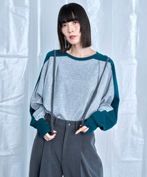 【Nora Lily】Switching Bi-Color Tuck Raglan Tee