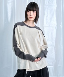 【Nora Lily】Switching Bi-Color Tuck Raglan Tee
